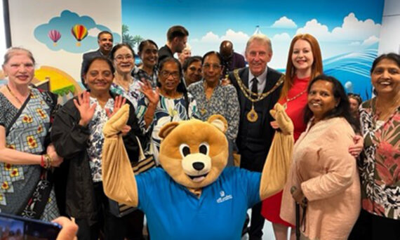 Ward 21 Play room opening with the Mayor of Walsall and Humphrey the bear mascot