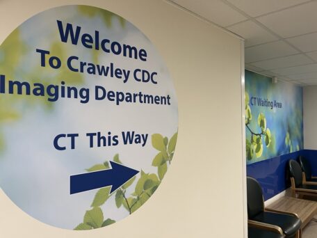 Discover how improved hospital wayfinding and interior design transformed the NHS imaging department at Crawley CDC.