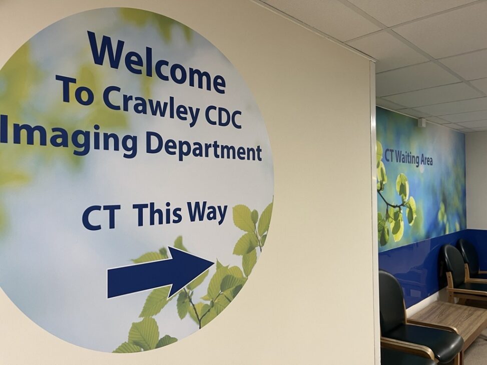 Discover how improved hospital wayfinding and interior design transformed the NHS imaging department at Crawley CDC.